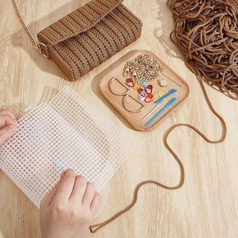 FREEBLOSS DIY Plastic Mesh Canvas Bag Kit Needlepoint Craft Kit with Blank Mesh Canvas Sheets Cross Stitch and Embroidery Projects for Handbag Making, Video Tutorial Included in Saudi Arabia