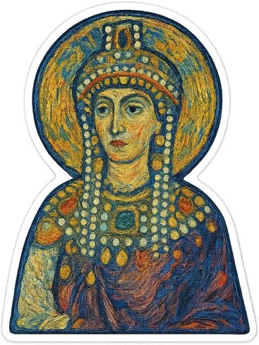 (3 Pack) Empress Theodora in Post-Impressionist Gogh Art Style Sticker (2.5" x 3.25") in Saudi Arabia