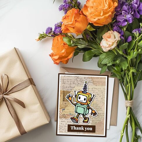 GLOBLELAND Cute Robot Clear Stamp for Scrapbooking Funny Robot Silicone Stamps Gear Heart Transparent Stamp for Card Making DIY Embossing Journaling in Saudi Arabia