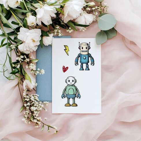GLOBLELAND Cute Robot Clear Stamp for Scrapbooking Funny Robot Silicone Stamps Gear Heart Transparent Stamp for Card Making DIY Embossing Journaling in Saudi Arabia