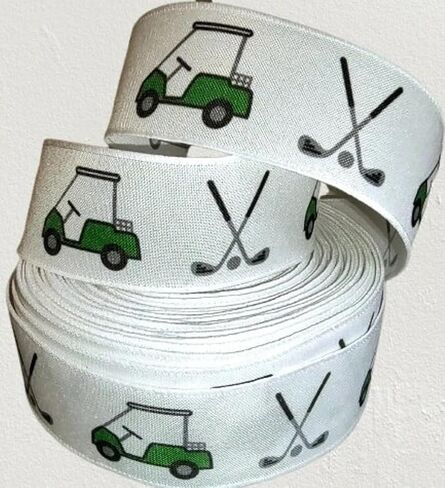 2 Inch Sports Ribbon - Golf Ball & Club Ribbon for Bows & Wreaths - DIY Crafts Decor - 5 Yards in Saudi Arabia