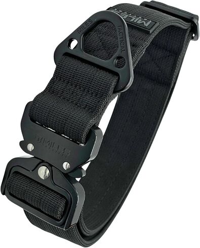 طوق مايلز التكتيكي للكلاب بمقبض - طوق للكلاب من النايلون عالي التحمل مع مشبك معدني من الألومنيوم (أسود، متوسط ​​مع مقبض) in Kuwait