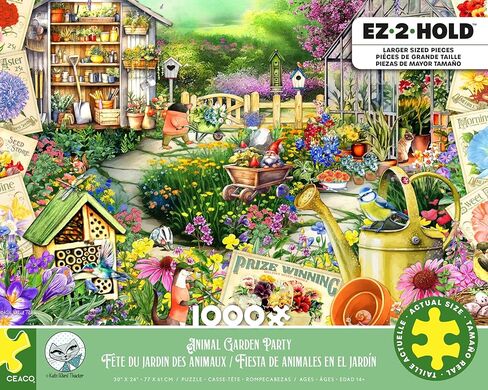 Ceaco - EZ2Hold - Kate Ward Thacker - Animal Garden Party - 1000 Piece Jigsaw Puzzle for Adults - Challenging Puzzle Perfect for Game Nights - Finished Size is 30 x 24 in Saudi Arabia