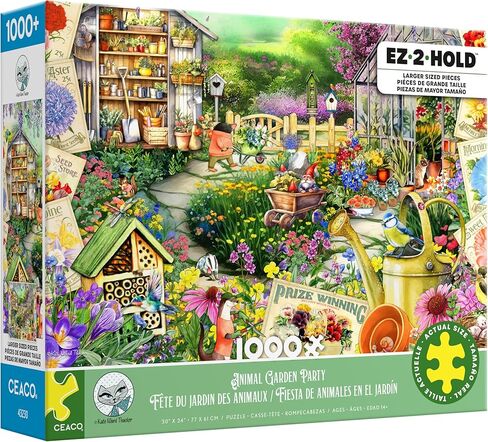 Ceaco - EZ2Hold - Kate Ward Thacker - Animal Garden Party - 1000 Piece Jigsaw Puzzle for Adults - Challenging Puzzle Perfect for Game Nights - Finished Size is 30 x 24 in Saudi Arabia