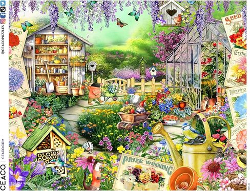 Ceaco - EZ2Hold - Kate Ward Thacker - Animal Garden Party - 1000 Piece Jigsaw Puzzle for Adults - Challenging Puzzle Perfect for Game Nights - Finished Size is 30 x 24 in Saudi Arabia
