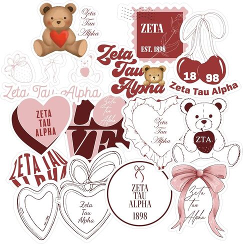 Zeta Tau Alpha - Sticker Sheet - Teddy Bears and Sisterhood Love Theme in Saudi Arabia