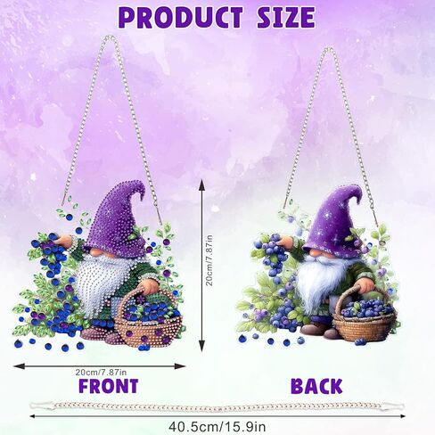 DOMROM Gnome Diamond Art مجموعات معلقة للبالغين المبتدئين، قلادة جنوم على شكل خاص من الكريستال الماسي، DIY الماس الفن Suncatchers للمنزل حديقة جدار ديكور هدية in Kuwait