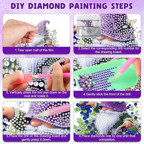 DOMROM Gnome Diamond Art مجموعات معلقة للبالغين المبتدئين، قلادة جنوم على شكل خاص من الكريستال الماسي، DIY الماس الفن Suncatchers للمنزل حديقة جدار ديكور هدية in Kuwait