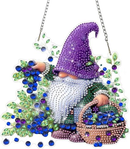 DOMROM Gnome Diamond Art مجموعات معلقة للبالغين المبتدئين، قلادة جنوم على شكل خاص من الكريستال الماسي، DIY الماس الفن Suncatchers للمنزل حديقة جدار ديكور هدية in Kuwait