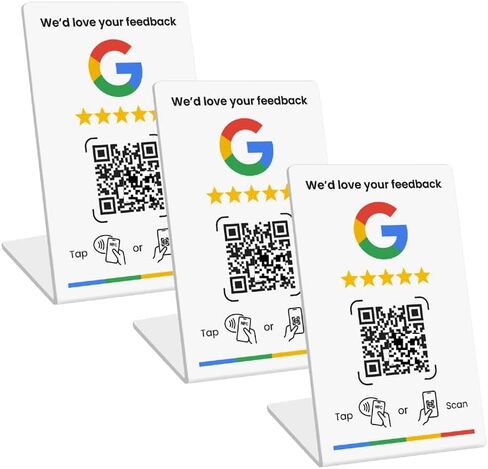 Review Business Stand for Google, Review Sign NFC Tap & Dynamic QR Code, Easy Setup with Review Link Management, No APP Required, Review Us On Google (White, 1 Piece) in Saudi Arabia