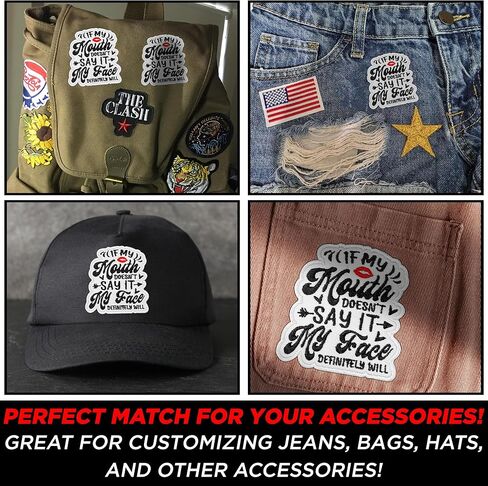If My Mouth Doesnt Say It My Face Definitely Will Patch Sarcastic Adult Humor Snarky Embroidered Patches for Backpack, Hat, Jackets, Iron On Sew On, Uniform DIY Embroidery PVC Gift Accessories 3 Inch in Saudi Arabia