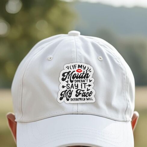 If My Mouth Doesnt Say It My Face Definitely Will Patch Sarcastic Adult Humor Snarky Embroidered Patches for Backpack, Hat, Jackets, Iron On Sew On, Uniform DIY Embroidery PVC Gift Accessories 3 Inch in Saudi Arabia