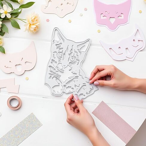 Cute Cat Die Cut for Card Making, Animal Metal Cutting Dies Congratulations Die Cuts Happy Birthday Embossing Stencils Template for DIY Scrap-Booking Decor Wedding Birthday Blessing Card in Saudi Arabia