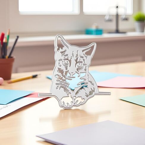 Cute Cat Die Cut for Card Making, Animal Metal Cutting Dies Congratulations Die Cuts Happy Birthday Embossing Stencils Template for DIY Scrap-Booking Decor Wedding Birthday Blessing Card in Saudi Arabia