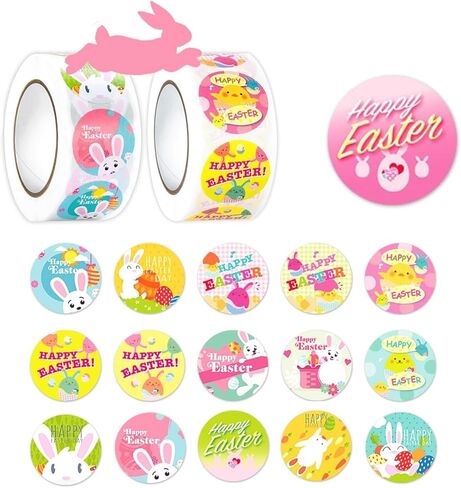 1000pcs Easter Bunny Stickers，Gift Wrapping Decor，Easter Egg Adornment，Basket Decoration Accessory in Saudi Arabia