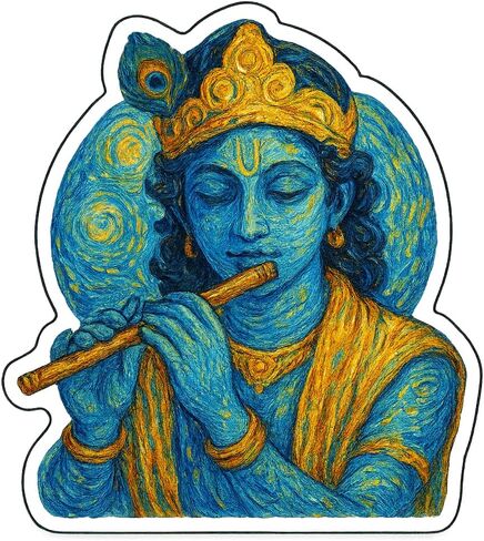(3 Pack) Krishna in Post-Impressionist Gogh Style Sticker (2.75" x 3.25") in Saudi Arabia
