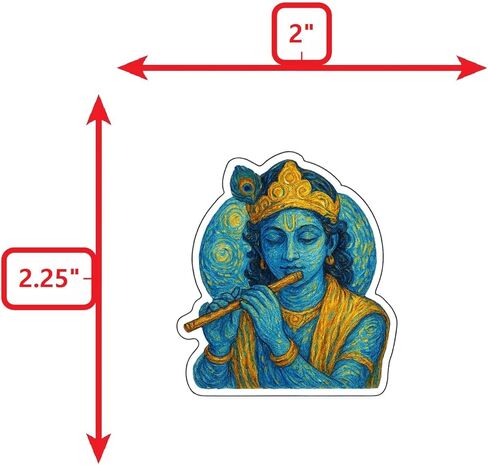 (3 Pack) Krishna in Post-Impressionist Gogh Style Sticker (2.75" x 3.25") in Saudi Arabia