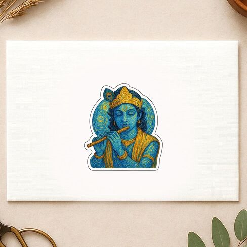 (3 Pack) Krishna in Post-Impressionist Gogh Style Sticker (2.75" x 3.25") in Saudi Arabia