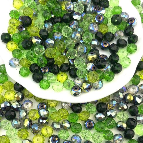 480pcs Green Glass Beads for Jewelry Making, 6mm Crystal Loose Bulk Beads for Bracelet Craft Necklace Earring Making Wine Charms Wind Chimes, Green Color in Saudi Arabia