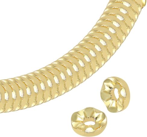 PATIKIL Spacer Disc Beads, 6mm 100 Pcs Champagne Gold Spacer Beads Jewelry Crafting Supplies Wave Disc for DIY Bracelets Necklaces Earrings Making Craft Making in Saudi Arabia