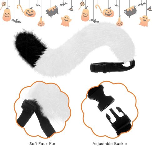 XEPST Furry Fox Wolf Cosplay Set with Mask Tail Paw Gloves, Animal Cosplay Costume Kit for Anime Fancy Dress Accessories Halloween Christmas Dress Up Carnival Role Play Party Supplies, White in Saudi Arabia