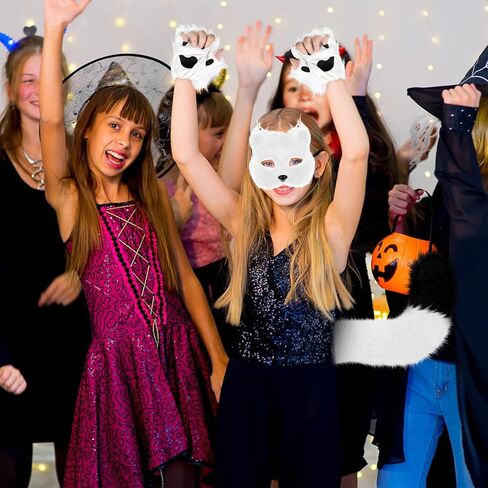 XEPST Furry Fox Wolf Cosplay Set with Mask Tail Paw Gloves, Animal Cosplay Costume Kit for Anime Fancy Dress Accessories Halloween Christmas Dress Up Carnival Role Play Party Supplies, White in Saudi Arabia