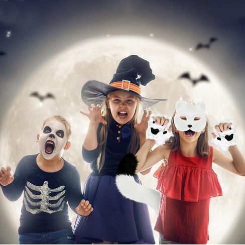 XEPST Furry Fox Wolf Cosplay Set with Mask Tail Paw Gloves, Animal Cosplay Costume Kit for Anime Fancy Dress Accessories Halloween Christmas Dress Up Carnival Role Play Party Supplies, White in Saudi Arabia