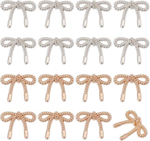 CHGCRAFT 16 Pcs 2 Colors Alloy Bow Button Bowknot Buttons Bow Shape Button Decorative Bowknot Buttons for Suits Blouses Skirts Coat Uniform Jacket Sewing Craft, Silver and Gold in Saudi Arabia
