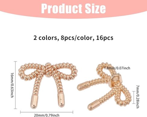 CHGCRAFT 16 Pcs 2 Colors Alloy Bow Button Bowknot Buttons Bow Shape Button Decorative Bowknot Buttons for Suits Blouses Skirts Coat Uniform Jacket Sewing Craft, Silver and Gold in Saudi Arabia