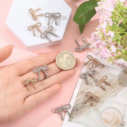 CHGCRAFT 16 Pcs 2 Colors Alloy Bow Button Bowknot Buttons Bow Shape Button Decorative Bowknot Buttons for Suits Blouses Skirts Coat Uniform Jacket Sewing Craft, Silver and Gold in Saudi Arabia