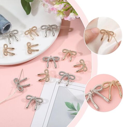 CHGCRAFT 16 Pcs 2 Colors Alloy Bow Button Bowknot Buttons Bow Shape Button Decorative Bowknot Buttons for Suits Blouses Skirts Coat Uniform Jacket Sewing Craft, Silver and Gold in Saudi Arabia