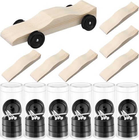 6 Sets Derby Car Kits Bulk Pre-Cut Derby Muscle Car Body with Pre-drilled Axle Holes for Easy Insertion, Wooden Cars Kits with Wheels and Axels for Beginners, Racer in Saudi Arabia