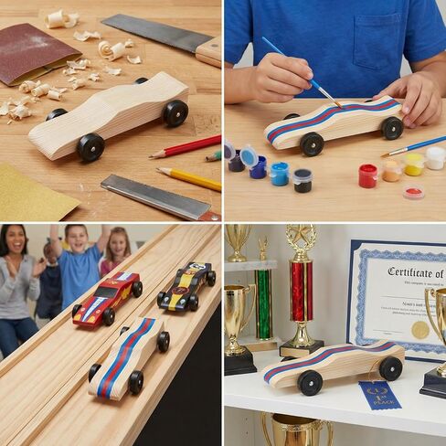 6 Sets Derby Car Kits Bulk Pre-Cut Derby Muscle Car Body with Pre-drilled Axle Holes for Easy Insertion, Wooden Cars Kits with Wheels and Axels for Beginners, Racer in Saudi Arabia