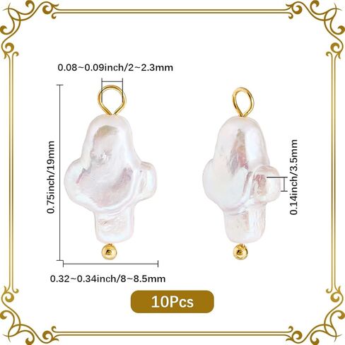 SUNNYCLUE 1 Box 10Pcs Pearl Cross Charm Easter Charms Bulk Natural Pearls White Crucifix Shape Small Pendants with Gold Brass Ball Ring for Jewelry Making Necklaces Earrings DIY Craft Accessories in Saudi Arabia