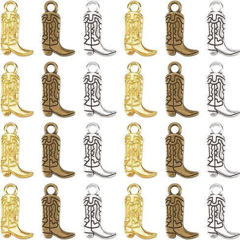 SUNNYCLUE 1 صندوق 3 ألوان 90 قطعة من سحر حذاء رعاة البقر السحر الغربي السائبة خمر العتيقة الفضة الذهب سبائك رعاة البقر أحذية راعية البقر المعلقات لصنع المجوهرات DIY الحرف اليدوية قلادة سوار القرط سلاسل المفاتيح in Kuwait