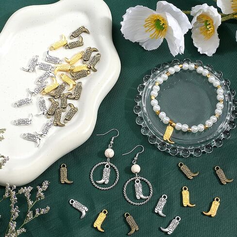 SUNNYCLUE 1 صندوق 3 ألوان 90 قطعة من سحر حذاء رعاة البقر السحر الغربي السائبة خمر العتيقة الفضة الذهب سبائك رعاة البقر أحذية راعية البقر المعلقات لصنع المجوهرات DIY الحرف اليدوية قلادة سوار القرط سلاسل المفاتيح in Kuwait