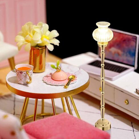 Milisten 1:12 Scale Mini Dollhouse Floor Lamp: Led Battery Operated Miniature Lighting for Dollhouse Accessories - Table Lamp for Miniature Decor in Saudi Arabia
