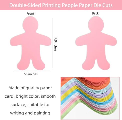 72 Assorted Color Paper People Shape Cutouts - Blank Creative Cut-Outs for Kids DIY Craft Art Project Home School Classroom Decorations in Saudi Arabia