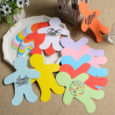 72 Assorted Color Paper People Shape Cutouts - Blank Creative Cut-Outs for Kids DIY Craft Art Project Home School Classroom Decorations in Saudi Arabia