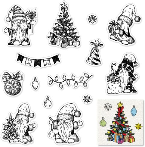Father Christmas Tree Clear Stamps for Card Making and Photo Album Decorations, Santa Claus Rubber Stamps Christmas Bulb Silicone Stamp Seal for Christmas DIY Scrapbooking in Saudi Arabia