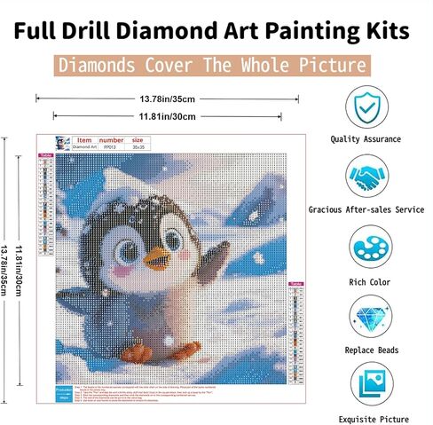 pinffshu مجموعات الفن الماس للبالغين لطيف 5d الماس مجموعات اللوحة DIY البطريق الهدايا الحفر جولة كاملة جوهرة الفن الحرف الحيوانية للمبتدئين الأطفال الشتاء جدار الفن ديكور 13.78 × 13.78 بوصة in Kuwait