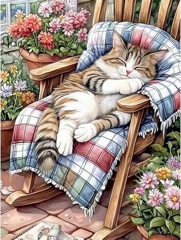 NEWENMO Cat Diamonds Painting Kits for Adults Beginner, DIY 5D Flower Diamond Art Paint with Round Diamonds, Full Drill Gem Art Diamonds Art Painting for Home Wall Decor 12x16 Inch in Saudi Arabia