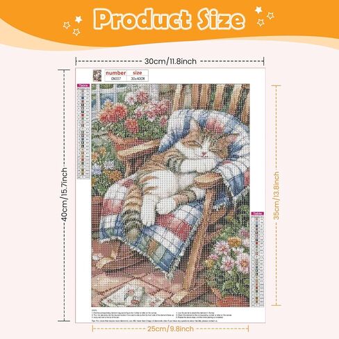 NEWENMO Cat Diamonds Painting Kits for Adults Beginner, DIY 5D Flower Diamond Art Paint with Round Diamonds, Full Drill Gem Art Diamonds Art Painting for Home Wall Decor 12x16 Inch in Saudi Arabia