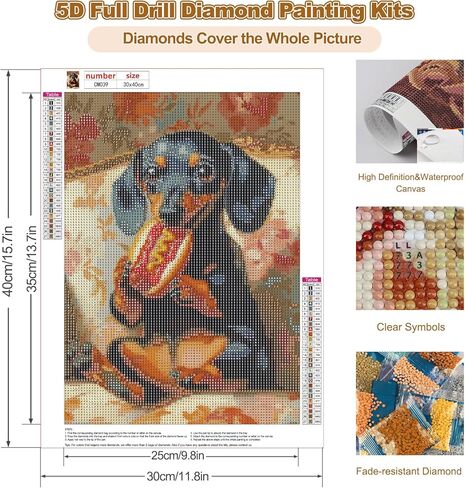 CEOVR Dachshund Diamond Art Kits for Adults, Dog Full Drill Diamond Painting Dots Gem Art, Adult Crafts Kits Arts and Crafts, Wall Decor for Home Office 12x16in in Saudi Arabia