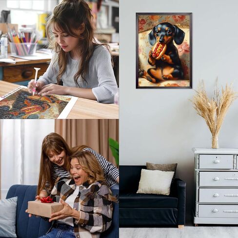 CEOVR Dachshund Diamond Art Kits for Adults, Dog Full Drill Diamond Painting Dots Gem Art, Adult Crafts Kits Arts and Crafts, Wall Decor for Home Office 12x16in in Saudi Arabia