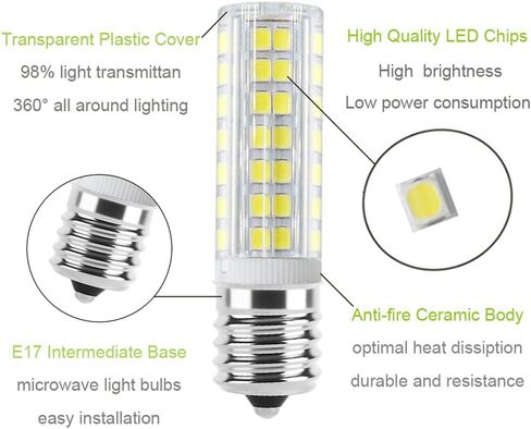 E17 led لمبات 6 واط لمبة ضوء الميكروويف ، استبدال 125 فولت 40 واط لمبة ضوء الهالوجين لدوامة GE فوق موقد غطاء فوق البوتاجاز لإخراج الأدخنة الميكروويف in Kuwait