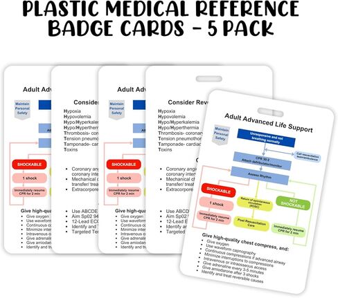 Advanced Life Support ALS Flow Chart Quick Reference for Chest Compressions Pediatric Plastic Card Hole Lanyard 6.7x9.9 cm Badge ID Buddy in Saudi Arabia