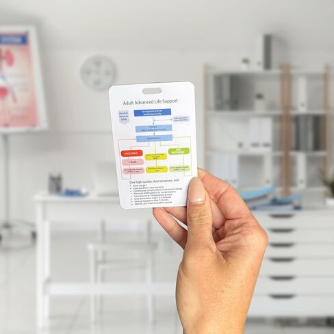 Advanced Life Support ALS Flow Chart Quick Reference for Chest Compressions Pediatric Plastic Card Hole Lanyard 6.7x9.9 cm Badge ID Buddy in Saudi Arabia