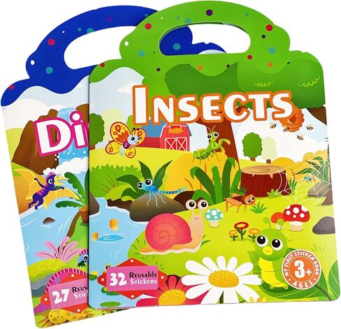 Sticker Books for Kids,Reusable Sticker Books for Toddlers 1-3,3 Sets Washable Jelly Activity Book,Kids Travel Toys & Birthday Gifts for Boys Girls in Saudi Arabia