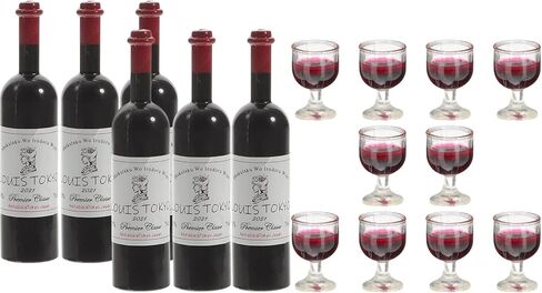 LUOZZY 16 Pcs Miniature Dollhouse Wine Bottles and Glasses - Miniature Wine Accessories in Saudi Arabia